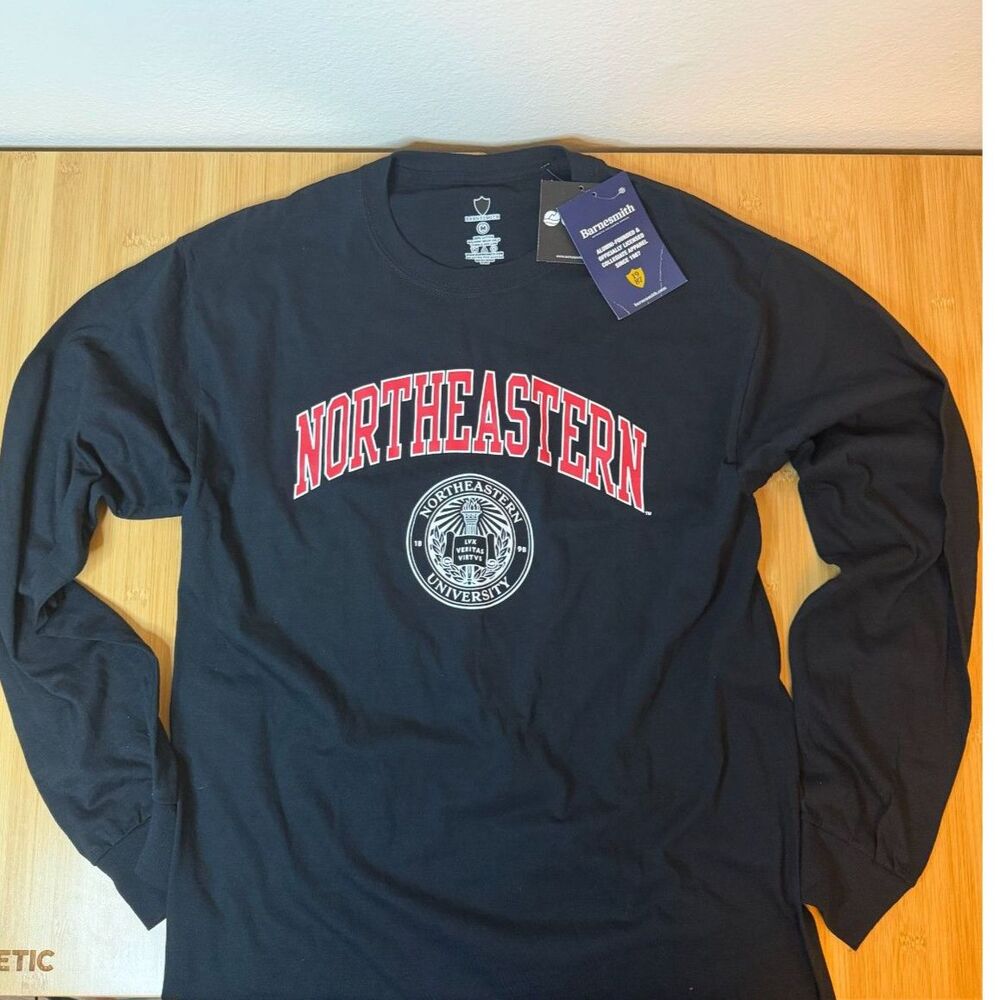 Barnesmith Northeastern University Long Sleeve T-Shirt Black Graphic Men's M NWT